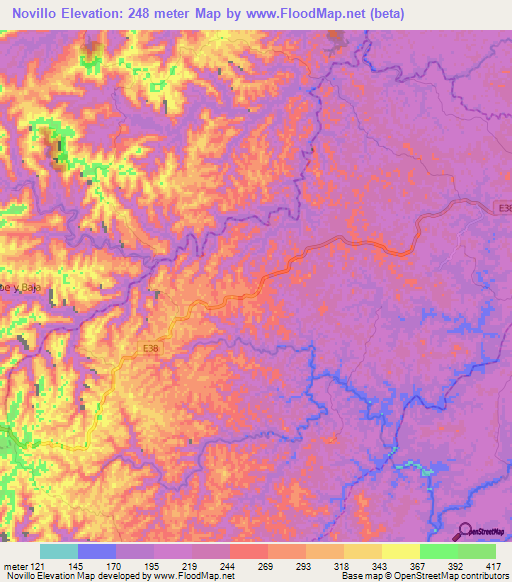 Novillo,Ecuador Elevation Map