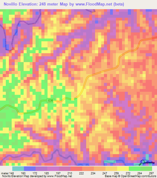 Novillo,Ecuador Elevation Map