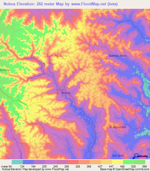 Noboa,Ecuador Elevation Map