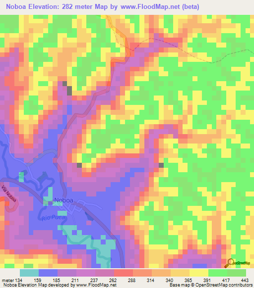 Noboa,Ecuador Elevation Map