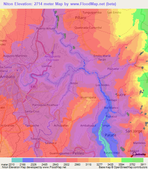 Niton,Ecuador Elevation Map