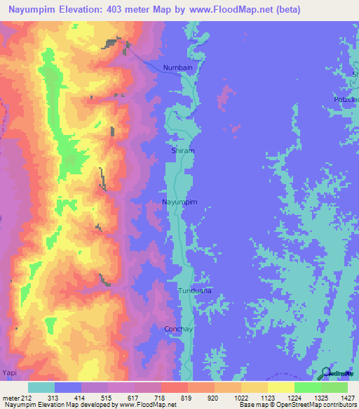 Nayumpim,Ecuador Elevation Map