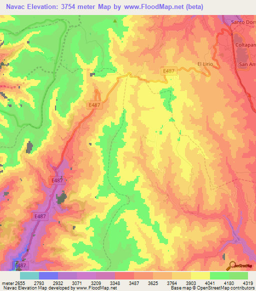 Navac,Ecuador Elevation Map