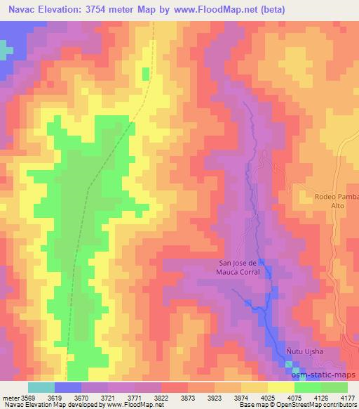 Navac,Ecuador Elevation Map