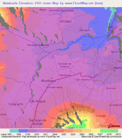 Natabuela,Ecuador Elevation Map