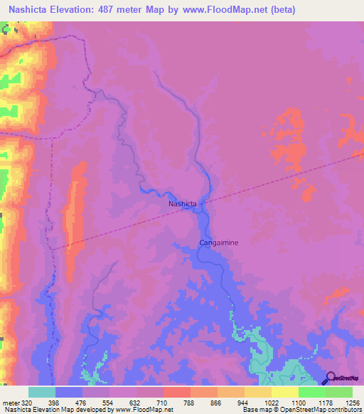 Nashicta,Ecuador Elevation Map