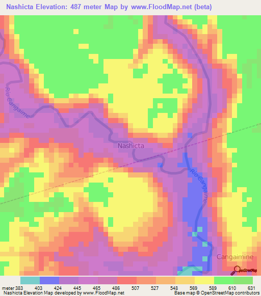 Nashicta,Ecuador Elevation Map