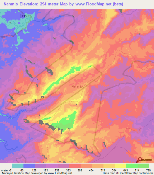 Naranjo,Ecuador Elevation Map