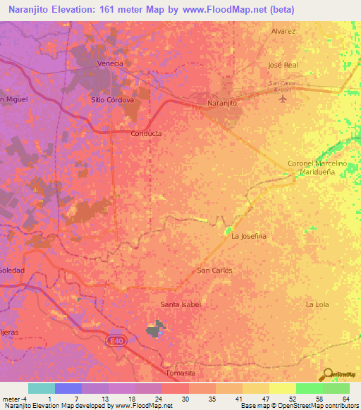 Naranjito,Ecuador Elevation Map