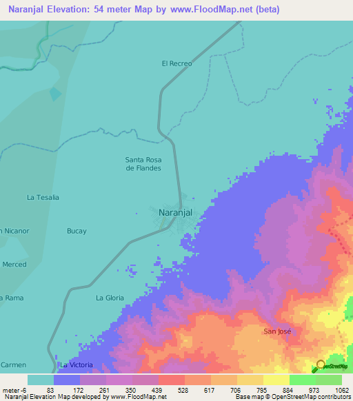 Naranjal,Ecuador Elevation Map