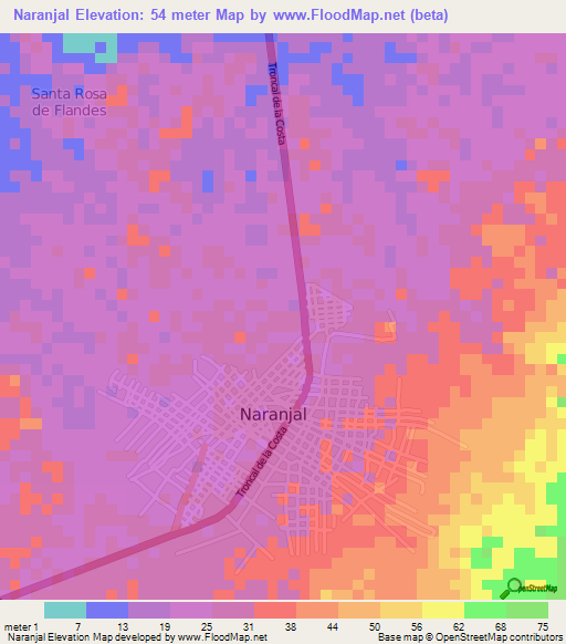 Naranjal,Ecuador Elevation Map