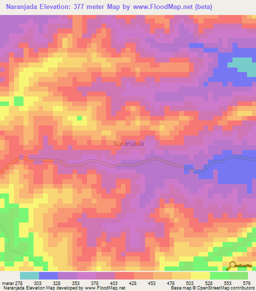 Naranjada,Ecuador Elevation Map