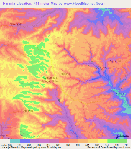 Naranja,Ecuador Elevation Map