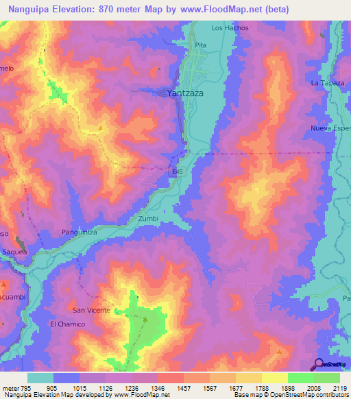 Nanguipa,Ecuador Elevation Map