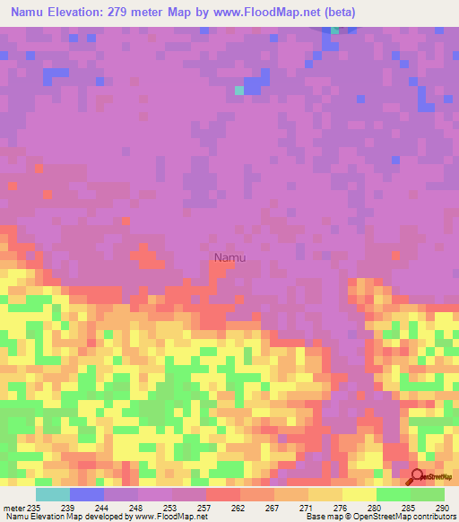 Namu,Ecuador Elevation Map