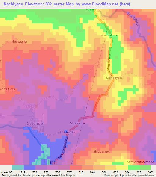 Nachiyacu,Ecuador Elevation Map