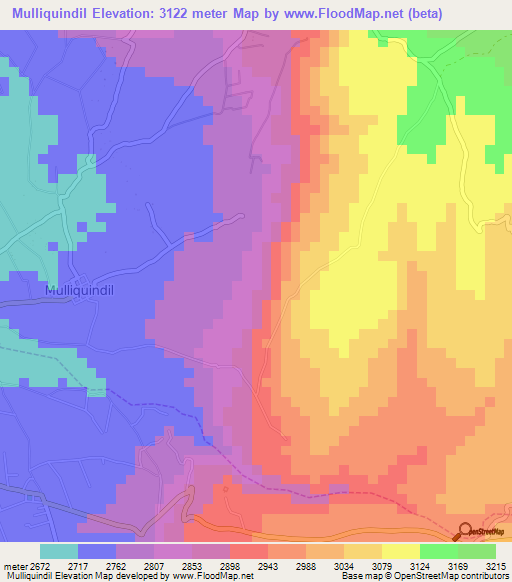 Mulliquindil,Ecuador Elevation Map