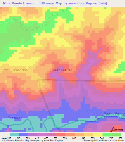 Mula Muerta,Ecuador Elevation Map