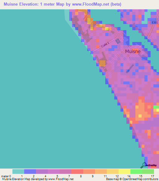 Muisne,Ecuador Elevation Map