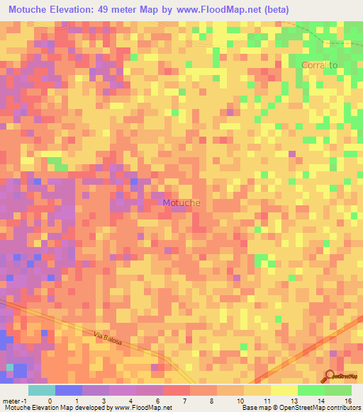 Motuche,Ecuador Elevation Map