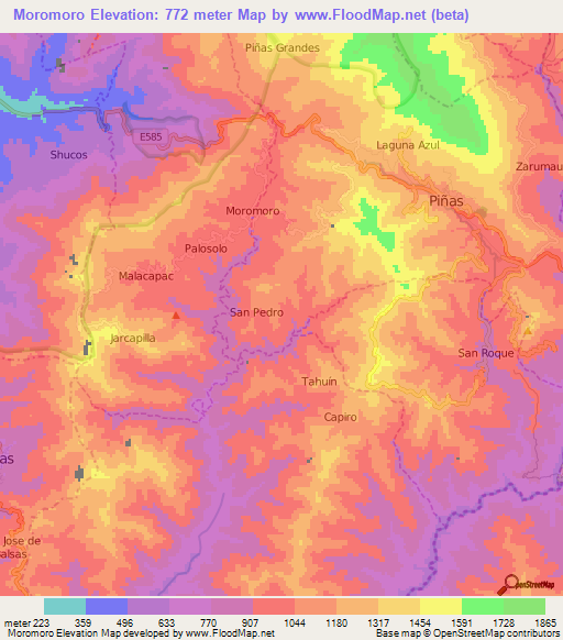 Moromoro,Ecuador Elevation Map