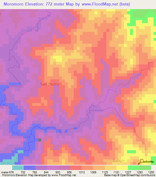 Moromoro,Ecuador Elevation Map