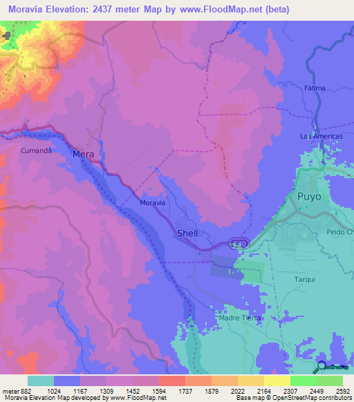 Moravia,Ecuador Elevation Map