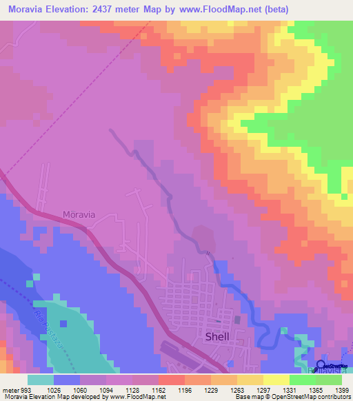 Moravia,Ecuador Elevation Map