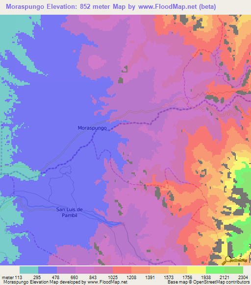 Moraspungo,Ecuador Elevation Map