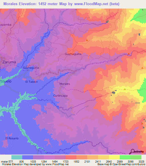 Morales,Ecuador Elevation Map