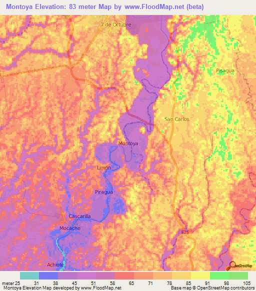 Montoya,Ecuador Elevation Map