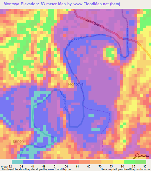 Montoya,Ecuador Elevation Map