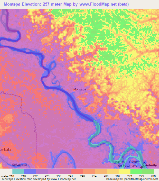 Montepa,Ecuador Elevation Map