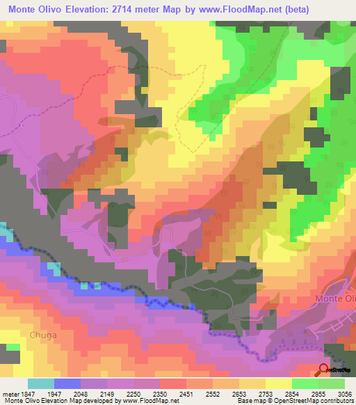 Monte Olivo,Ecuador Elevation Map