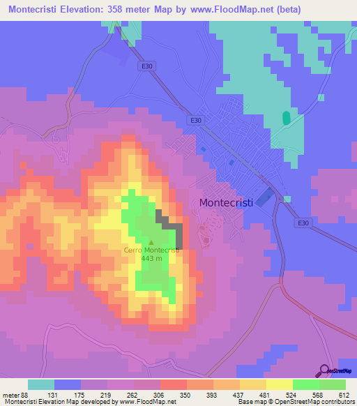 Montecristi,Ecuador Elevation Map