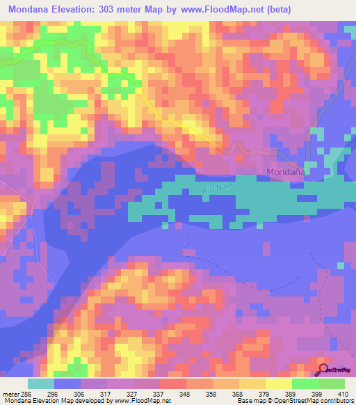 Mondana,Ecuador Elevation Map