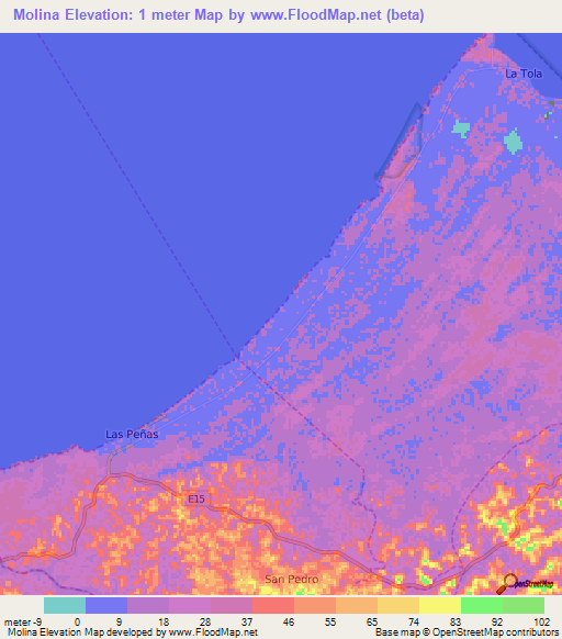 Molina,Ecuador Elevation Map