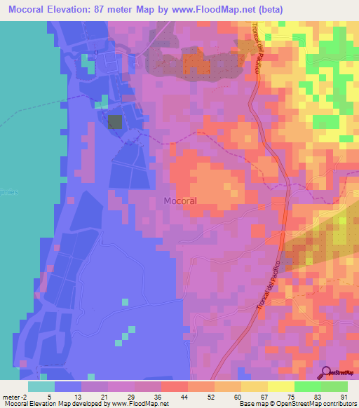 Mocoral,Ecuador Elevation Map