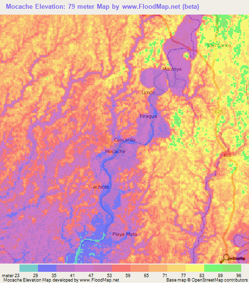 Mocache,Ecuador Elevation Map