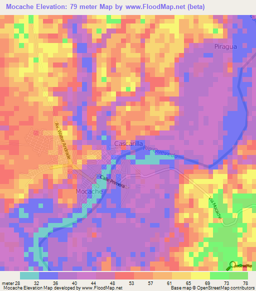 Mocache,Ecuador Elevation Map