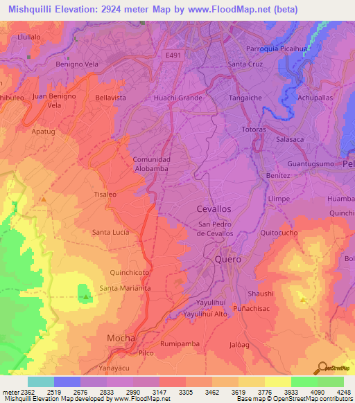 Mishquilli,Ecuador Elevation Map