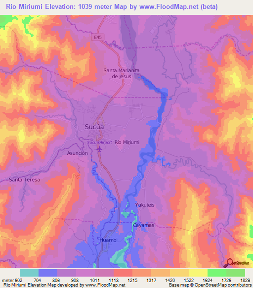 Rio Miriumi,Ecuador Elevation Map