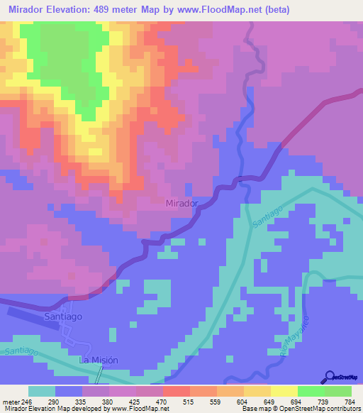 Mirador,Ecuador Elevation Map