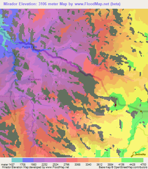 Mirador,Ecuador Elevation Map