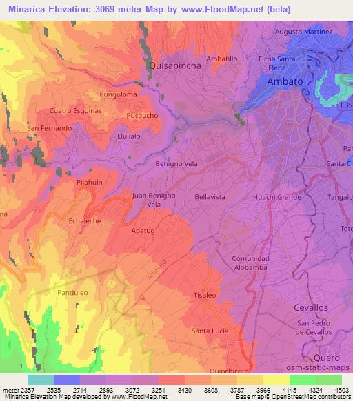 Minarica,Ecuador Elevation Map