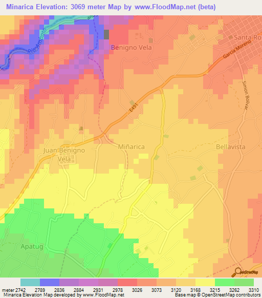 Minarica,Ecuador Elevation Map