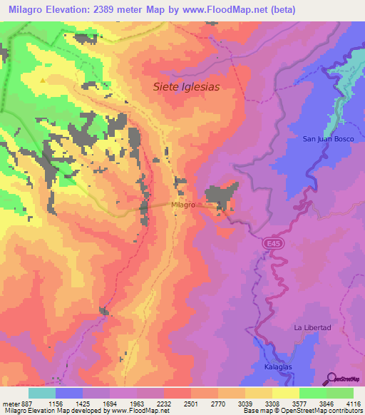 Milagro,Ecuador Elevation Map