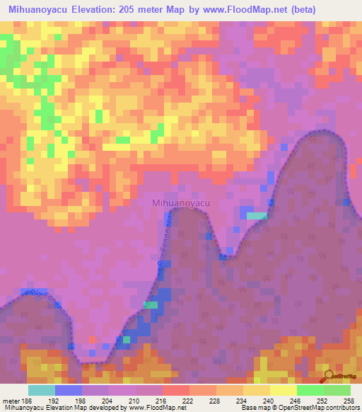 Mihuanoyacu,Ecuador Elevation Map