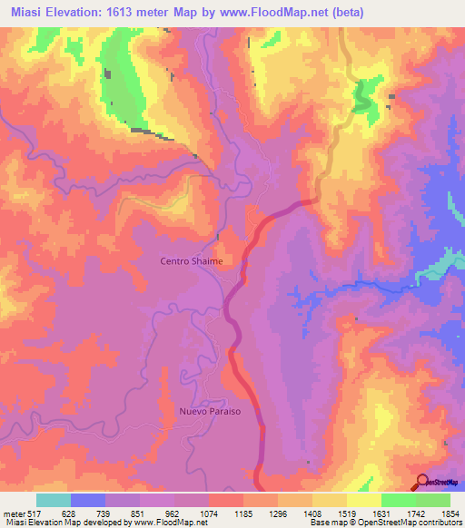 Miasi,Ecuador Elevation Map