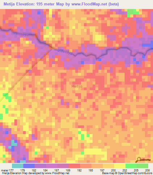 Metija,Ecuador Elevation Map